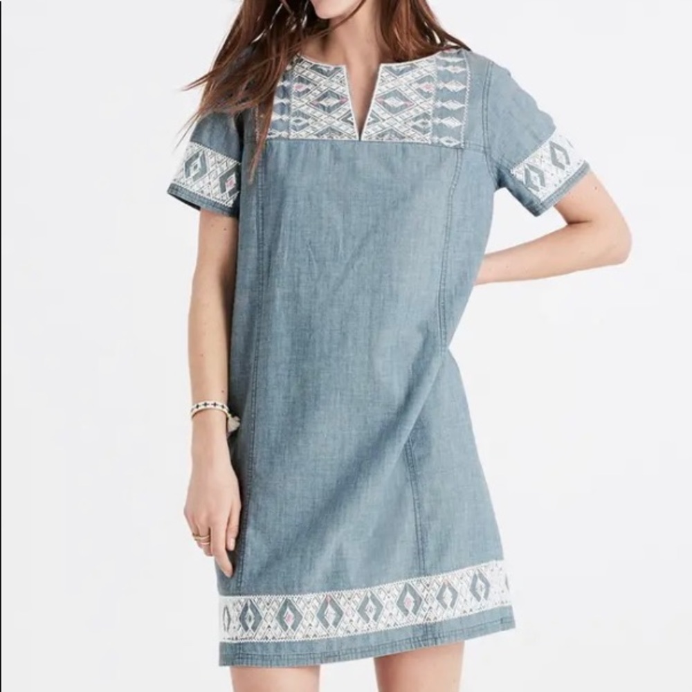 Madewell Embroidery Chambray Tunic Dress sz small